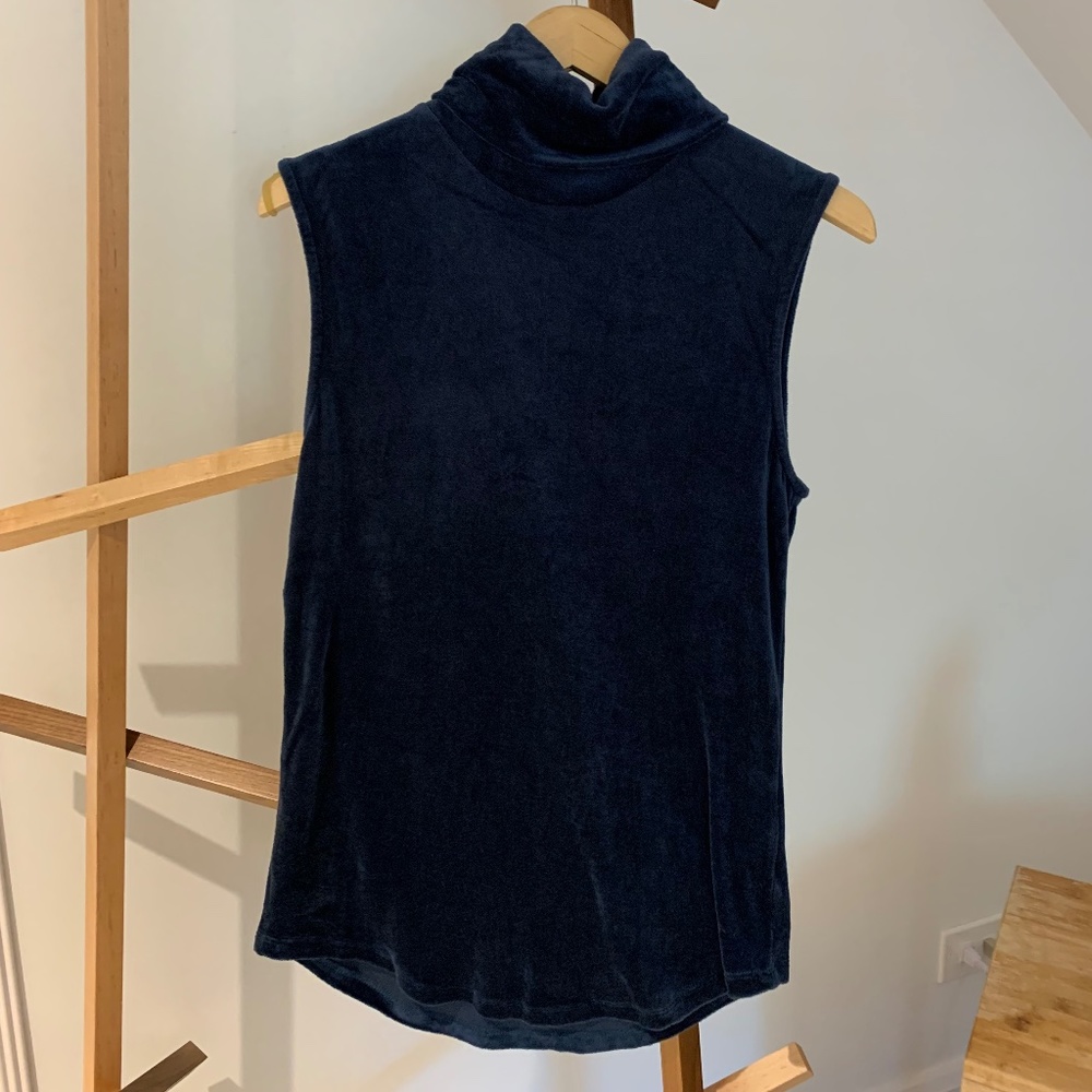 Dark Blue Majestic Filatures Velvet turtleneck tank top
